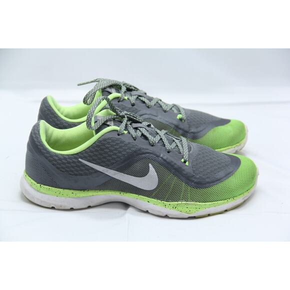 Nike Flex Trainer 6 Running Shoes Womens Size 7 Gray Green Training Gym Sneakers - Picture 1 of 7